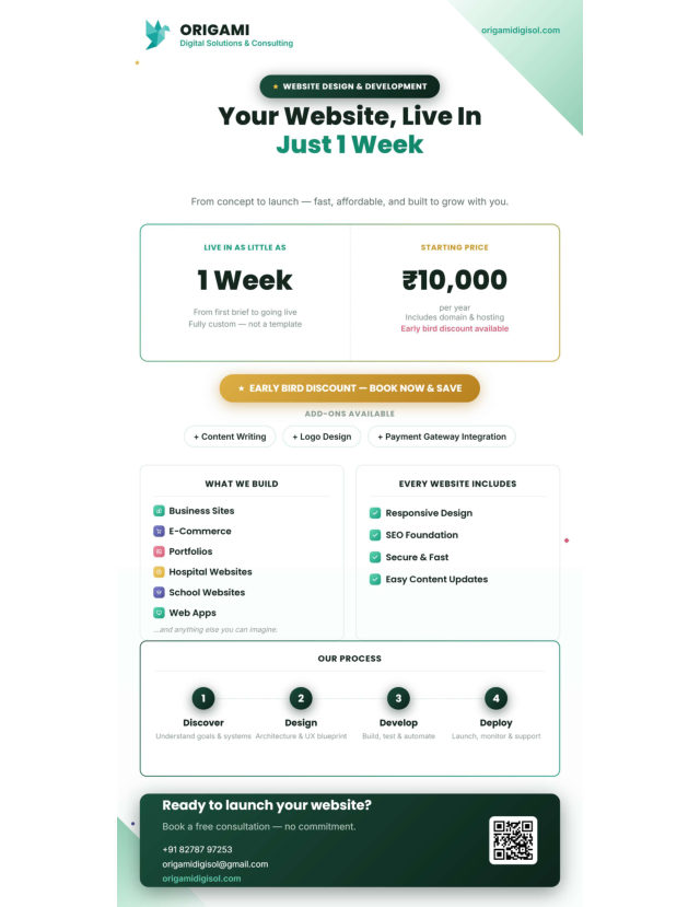 Origami website rates one pager